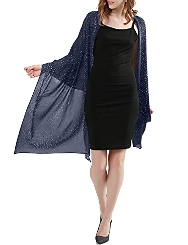 BANETTETA Shawls and Wraps for Evening Dresses Wrap Cover Up Dress Evening Shawl Wraps for Women Formal Fall Winter (Navy Blue) - Image 4