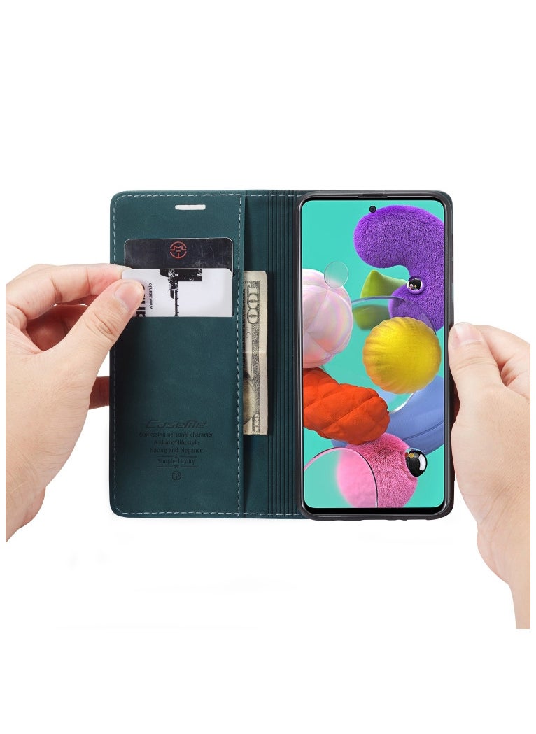 CaseMe CaseMe Samsung Galaxy A51 Case Wallet, for Samsung Galaxy A51 Wallet Case Book Folding Flip Folio Case with Magnetic Kickstand Card Slots Protective Cover - Green  - Image 4