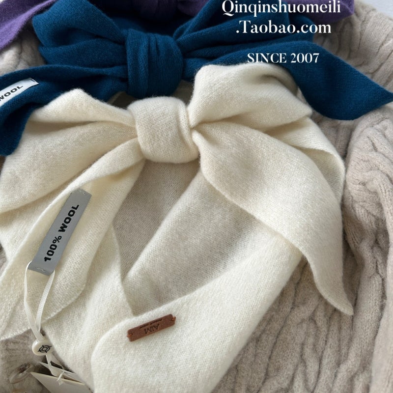100% Wool Knitted Triangle Shawl for Women - Image 1