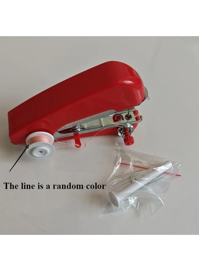 Portable Mini Sewing Machine Manual Handheld Red No Electricity Needed For Travel - Image 1