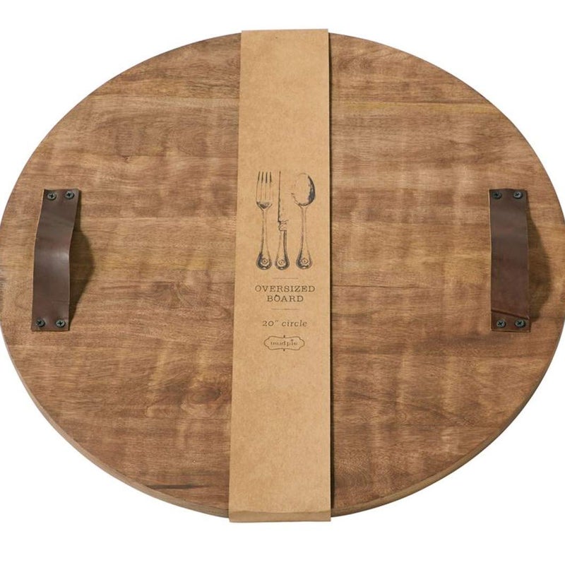 mud pie Mud Pie Round Oversized Wood Board 20 dia Brown 