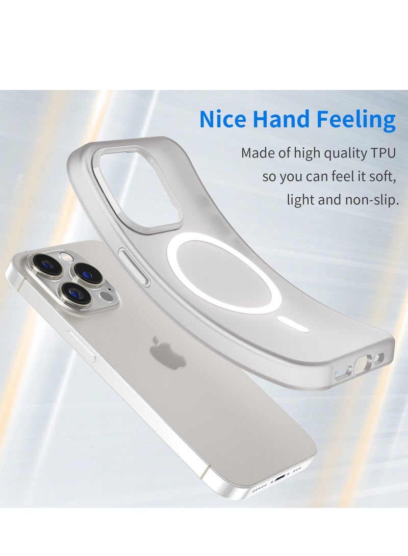 Abania Magnetic Case for iPhone 14 Pro Max, Translucent Brushed Matte White, MagSafe Compatible Shockproof Mobile Cover, Slim Anti-Fingerprint & Sweat-Resistant - Image 3