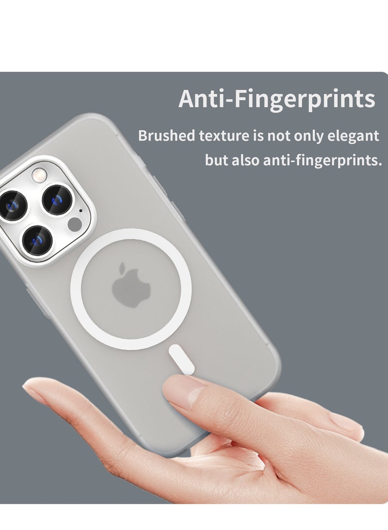 Abania Magnetic Case for iPhone 14 Pro Max, Translucent Brushed Matte White, MagSafe Compatible Shockproof Mobile Cover, Slim Anti-Fingerprint & Sweat-Resistant - Image 4
