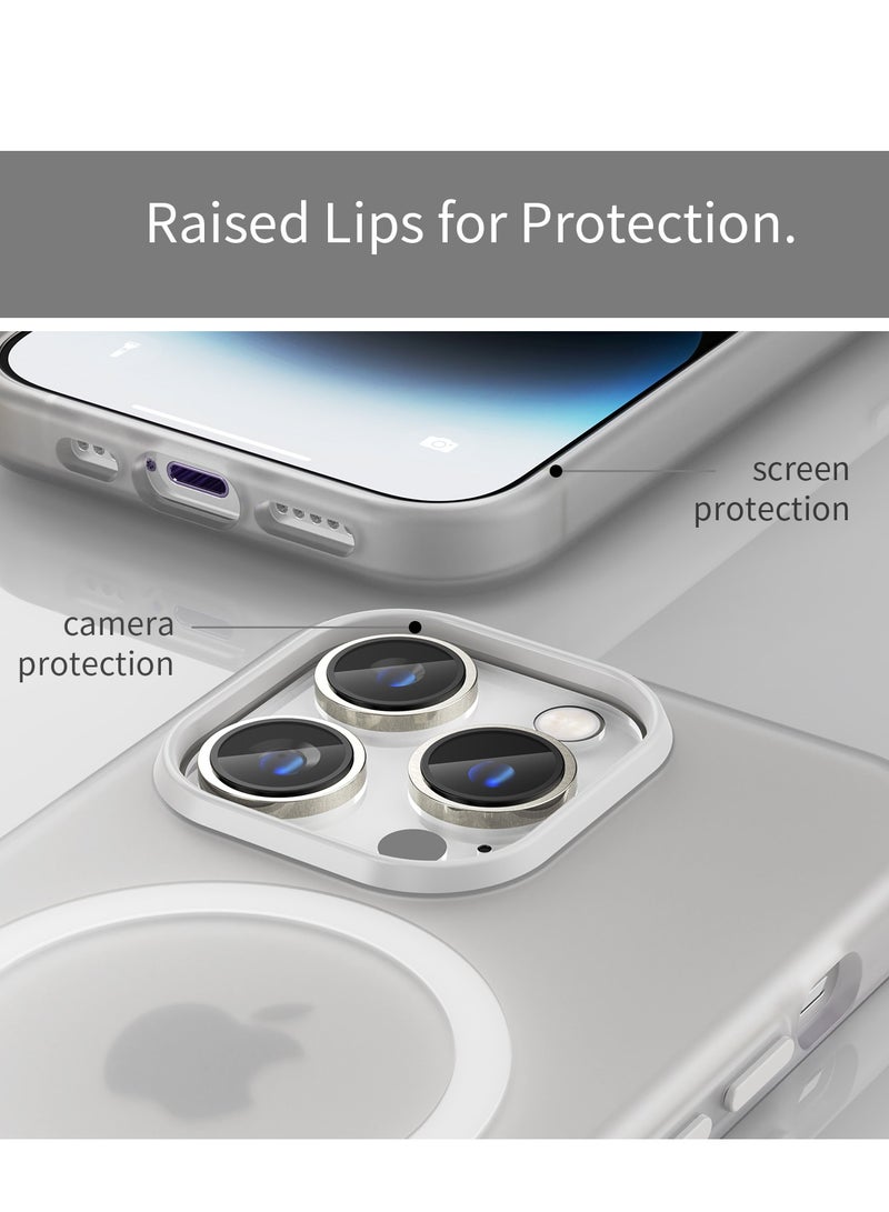 Abania Magnetic Case for iPhone 14 Pro Max, Translucent Brushed Matte White, MagSafe Compatible Shockproof Mobile Cover, Slim Anti-Fingerprint & Sweat-Resistant - Image 5