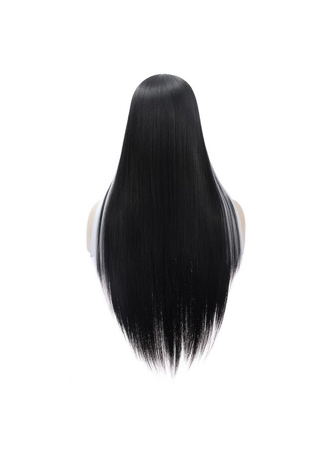 MAGQOO Black White Wig Long Straight Black White Wigs For Women Girls Middle Part Heat Resistant Hight Density Synthetic Wigs (Black White)  - Image 5