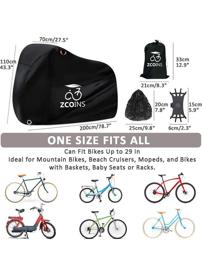 ZCOINS Waterproof Bike Cover for 1 or 2 Bikes, Bike Covers for Outside Storage, 210T Extra Heavy Duty Waterproof Anti Rain Dust UV Protective Bicycle Cover/Bike Storage for Mountain Bike with Storage Bag - Image 2