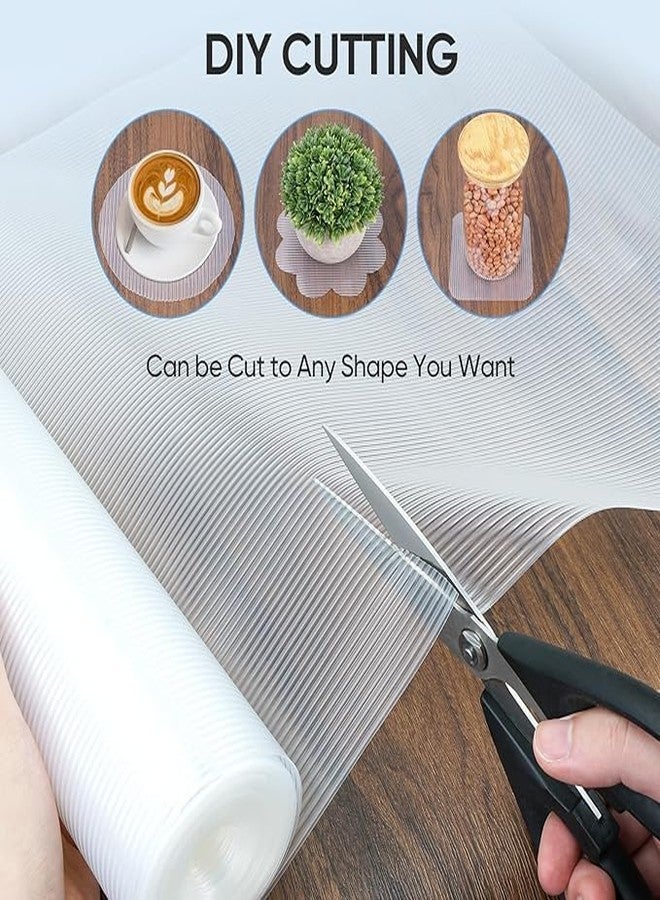 ElastPro Ethylene Vinyl Acetate 45 cm X 5 m Transparent Food Grade EVA Anti Slip Washable MatSheet for Fridge, Kitchen, Drawer, Shelf Liner, Table (Line Texture, Natural White) - Image 3