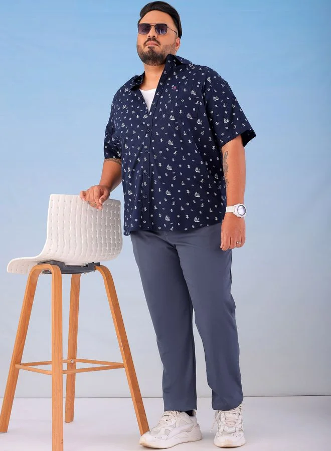 هاردسودا Men Plus Size Regular Fit Self Design Mid-Rise Stretchable Chino Joggers