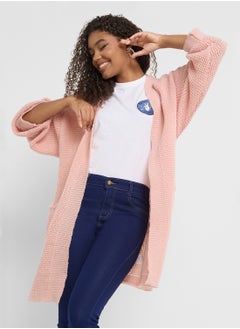 Ginger Waffle Knit Longline Cardigan  - Image 1