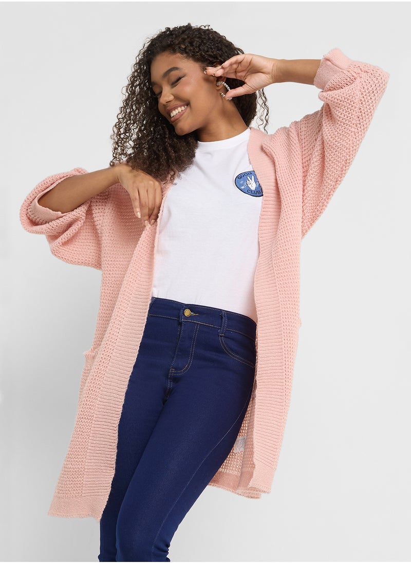 Ginger Waffle Knit Longline Cardigan  - Image 1