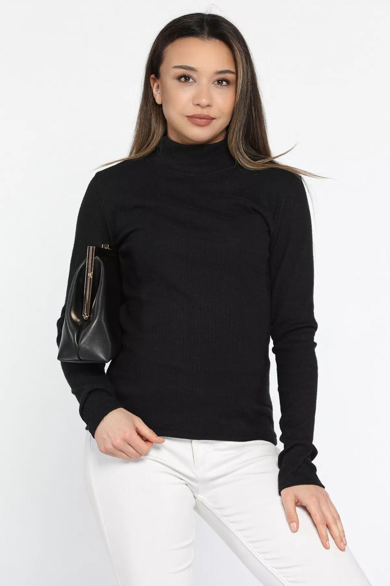 Gülseli Half Turtleneck Ribbed Body Blouse - Image 1