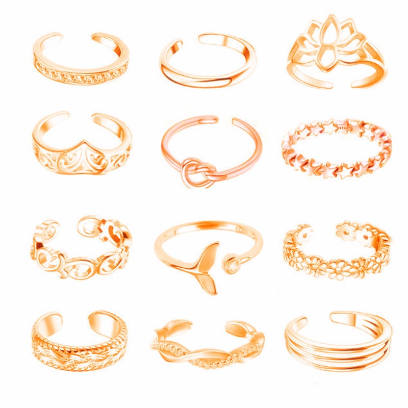 Lotus Knot Diamond Toe Ring for Women Rose gold sku6353 
