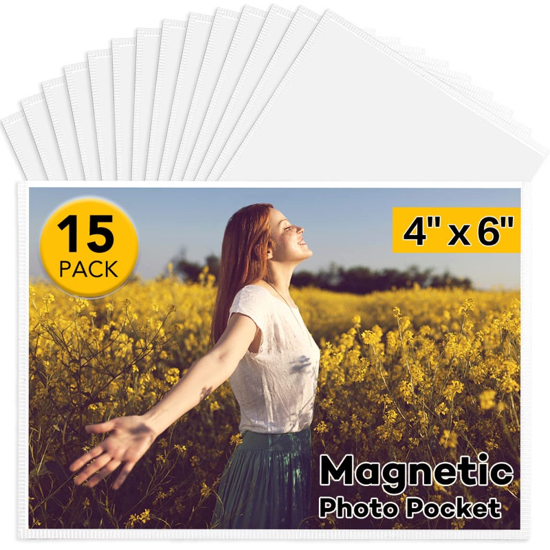 yixangdd 15 PCS إطارات صور مغناطيسية للثلاجة 4x6inch-magnetic إطارات الصور البيضاء - Image 1