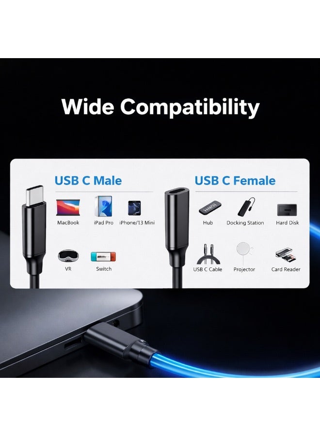 CABLE CONV Type-C Extension Cable USB 3.1 Gen2 Male to Female – PD Fast Charging & Data Transfer for Nintendo Switch, MacBook, USB-C Devices - Image 3