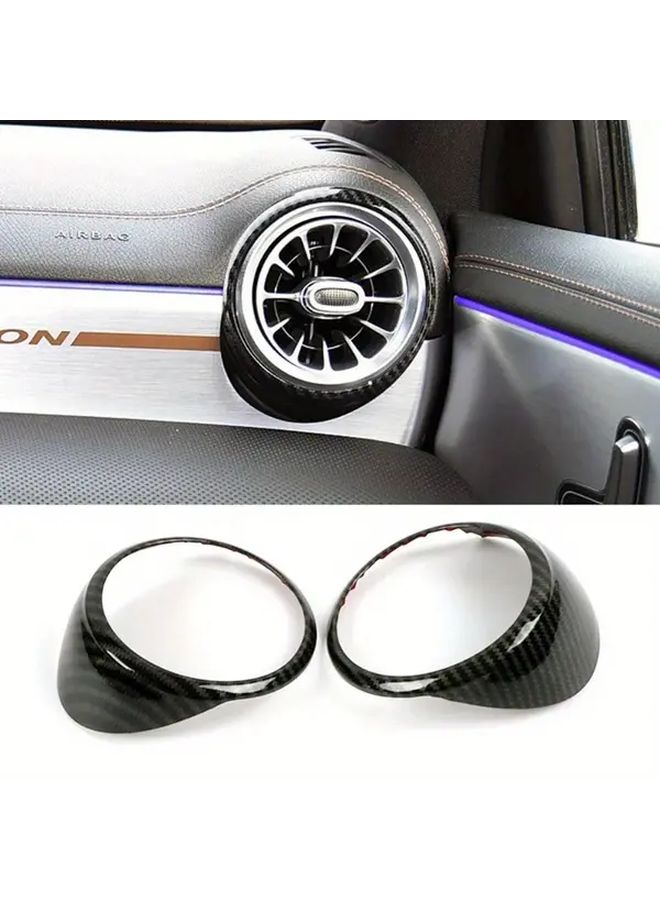 Carbon Fiber Dashboard Air Vent Trim Frame Ring Cover 2Pcs Set - Image 1