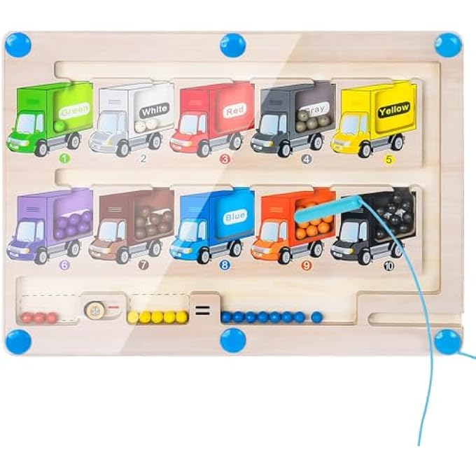 MAGNETIC COLOR AND NUMBER MAZE, MAGNET COLOR AND COUNTING MAZE, WOODEN MONTESSORI TOYS MATCHING LEARNING COUNTING PUZZLE ACTIVITY BUSY BOARD, FOR BOYS & GIRLS AGE 3 4 5 6, GIFTS FOR PRESCHOOL KIDS - Image 1