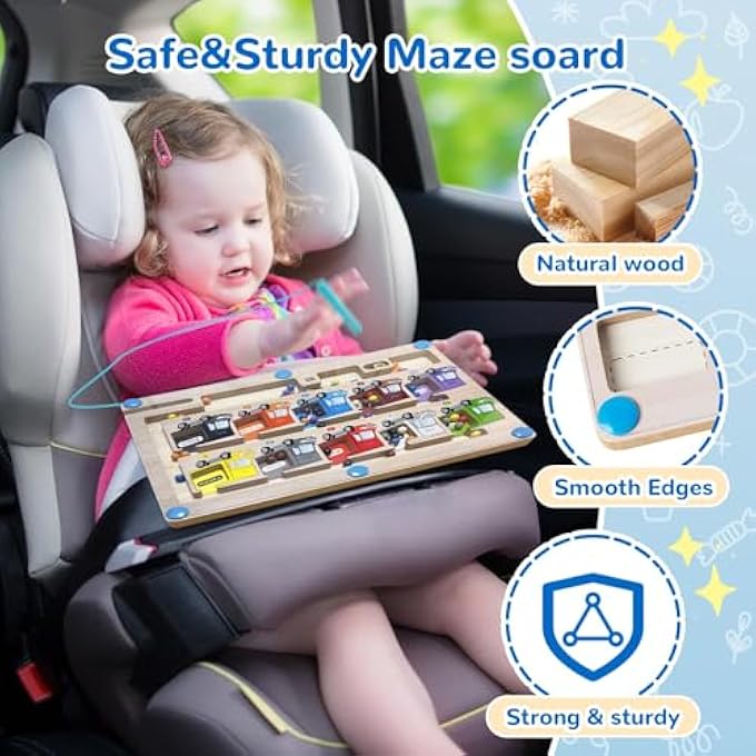 MAGNETIC COLOR AND NUMBER MAZE, MAGNET COLOR AND COUNTING MAZE, WOODEN MONTESSORI TOYS MATCHING LEARNING COUNTING PUZZLE ACTIVITY BUSY BOARD, FOR BOYS & GIRLS AGE 3 4 5 6, GIFTS FOR PRESCHOOL KIDS - Image 4