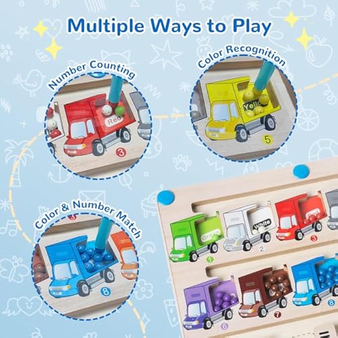 MAGNETIC COLOR AND NUMBER MAZE, MAGNET COLOR AND COUNTING MAZE, WOODEN MONTESSORI TOYS MATCHING LEARNING COUNTING PUZZLE ACTIVITY BUSY BOARD, FOR BOYS & GIRLS AGE 3 4 5 6, GIFTS FOR PRESCHOOL KIDS - Image 5