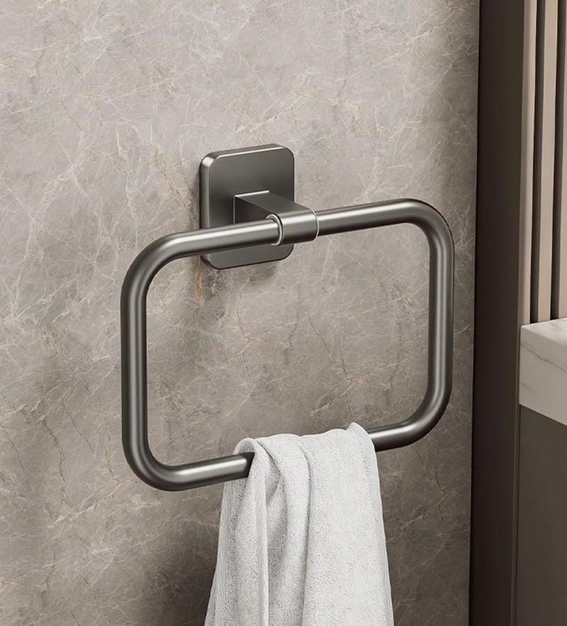 Tenom Towel Hanger for Wash Basin, Towel Holder in Bathroom, Bathroom Towel Hanger for Wall, Napkin Holder for Wash Basin, (Grey, Rectangle) - Image 1