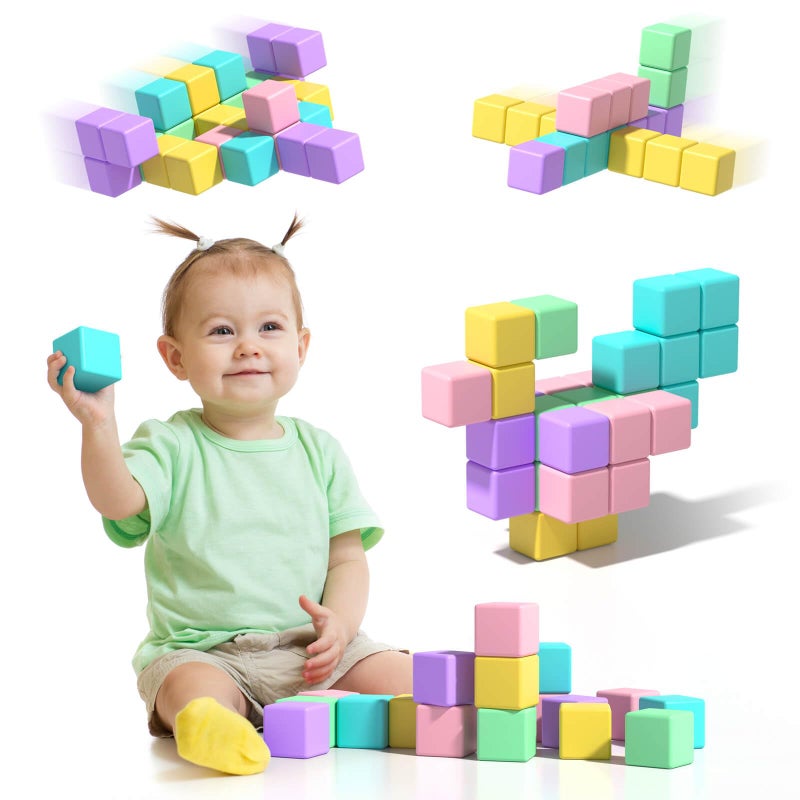 Asago Magnetic Blocks for Toddlers 134in Macaron Magnetic Building Cubes for Kids Ages 13 Stem Preschool Stack Construction Educational Toys for 3 Years Old Boys Girls - Image 3