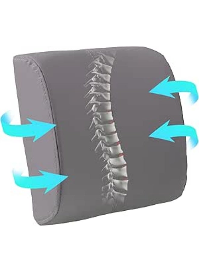 Memory Foam Lumbar Support Pillow | Lumbar Support Pillow for Office Chair Car Gaming | Back Cushion Ergonomic Lower Back Support | Adjustable Straps Gray