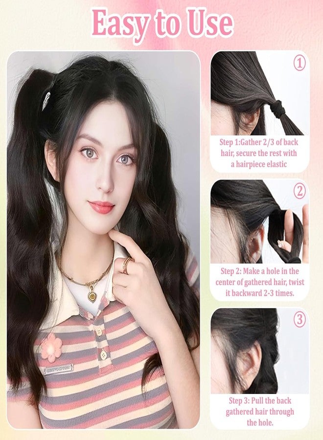 Vihaanta Ponytail Hair Extension, 2 Pcs Natural Black Wavy Ponytail Extensions, Clip in Hair Extensions for Women, Perfect for Daily Hairstyle and Special Occasions - Image 4