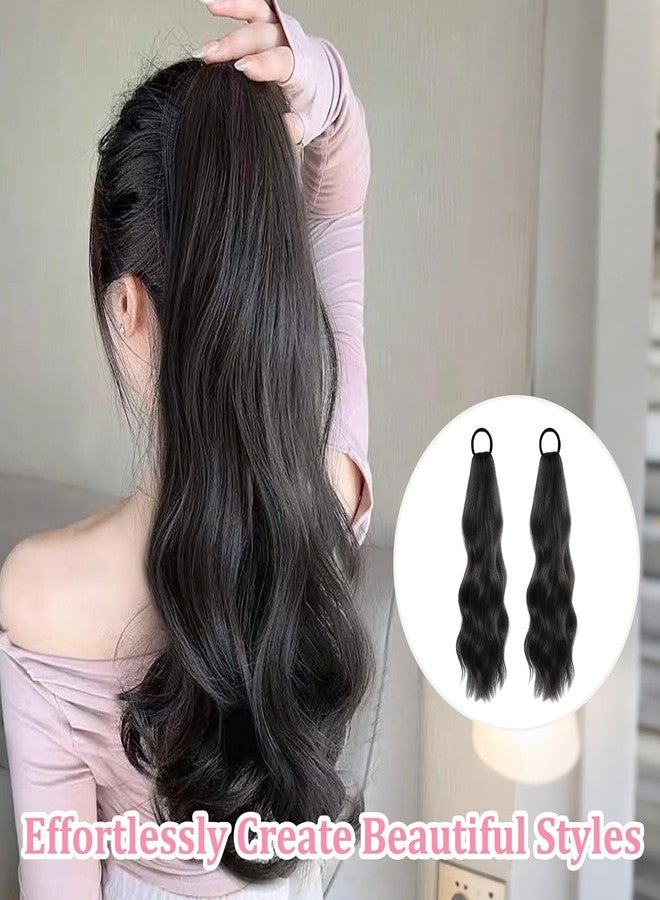 Vihaanta Ponytail Hair Extension, 2 Pcs Natural Black Wavy Ponytail Extensions, Clip in Hair Extensions for Women, Perfect for Daily Hairstyle and Special Occasions - Image 3