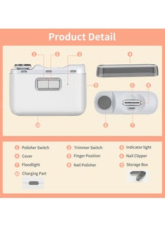 ASIV Electric Nail Clippers, 2 in 1 Electric Nail Clippers and Nail Grinder, Electric Baby Nail Clippers with Light, USB Rechargeable, Suitable for Travel, Daily Use  - Image 5
