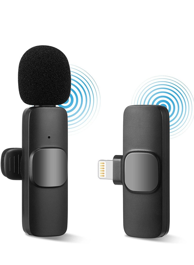 Upgraded Plug Play Wireless Lapel Lavalier Microphone for iPhone iPad Recording YouTube Facebook Live Stream Vlog Auto-Sync Wireless Mic with 2 Clips No Need App Bluetooth - Image 1