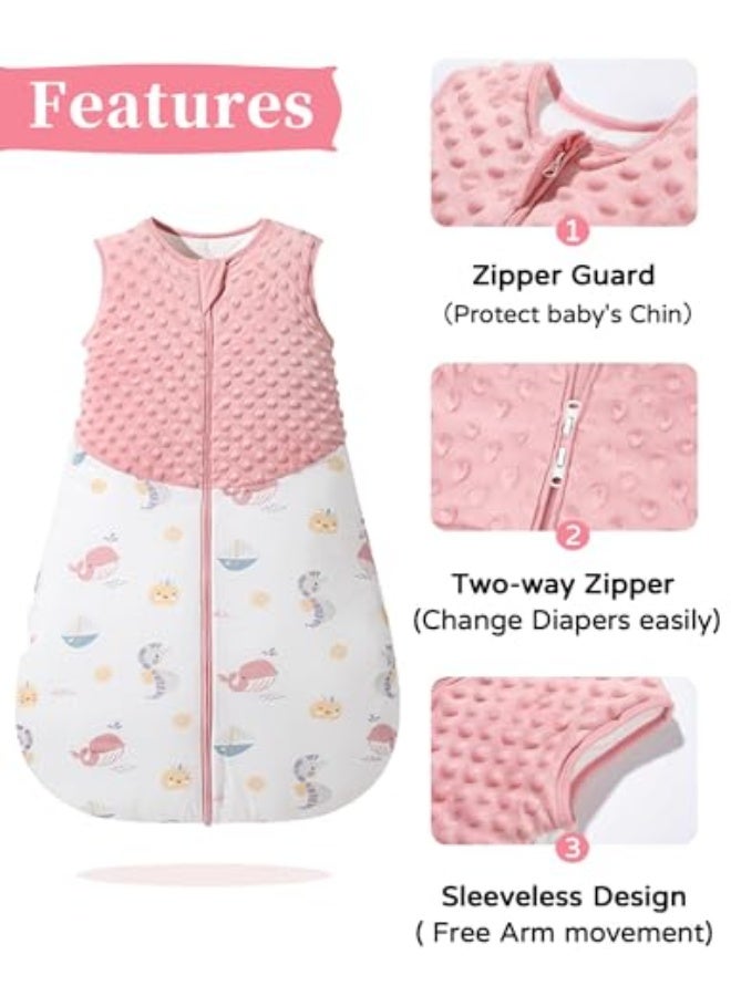 Vellaluna Baby Sleep Bag Cotton Wearable Blanket Unisex Boys Girls Sleeveless Swaddle Sleeping Sack (Pink, L)  - Image 3