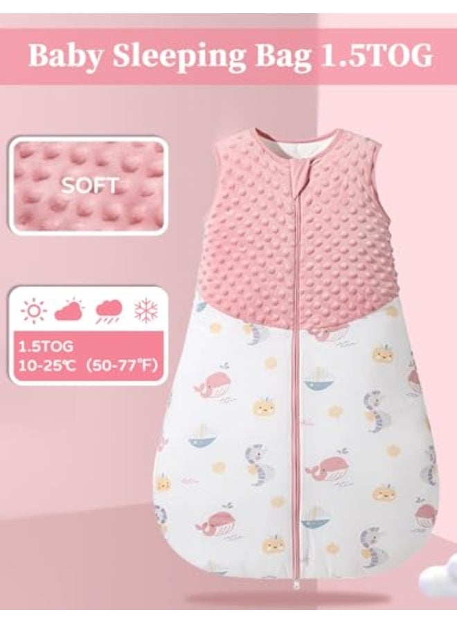 Vellaluna Baby Sleep Bag Cotton Wearable Blanket Unisex Boys Girls Sleeveless Swaddle Sleeping Sack (Pink, L)  - Image 2