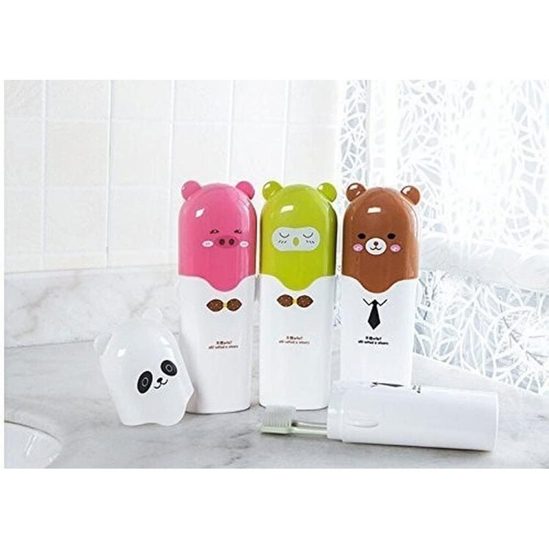 DIKSUL Portable Cute Cartoon Animal Design Toothbrush Holder Box Tooth Brush/Paste Protector Box Plastic Container Organizer Best for Travel Camping Bathroom for Storage (Multicolor, Pack of 2) - Image 2