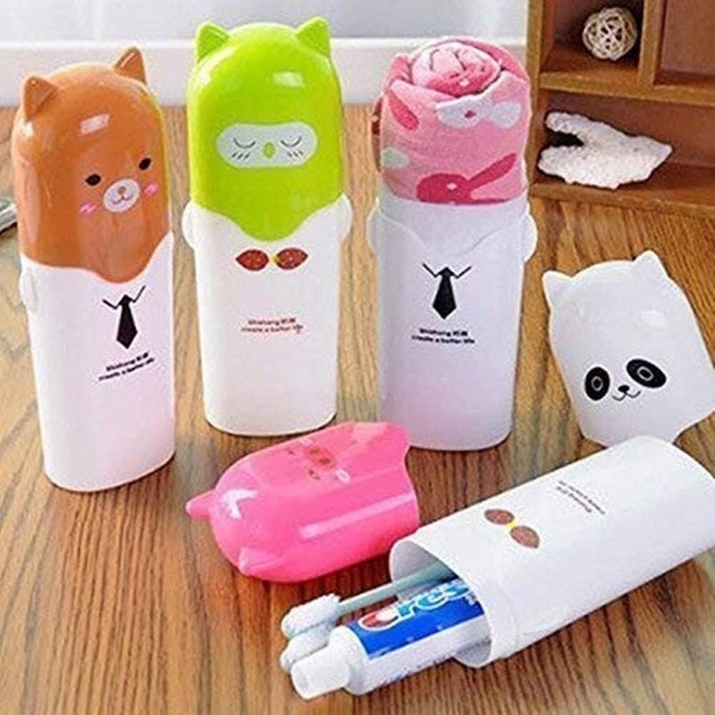 DIKSUL Portable Cute Cartoon Animal Design Toothbrush Holder Box Tooth Brush/Paste Protector Box Plastic Container Organizer Best for Travel Camping Bathroom for Storage (Multicolor, Pack of 2) - Image 5