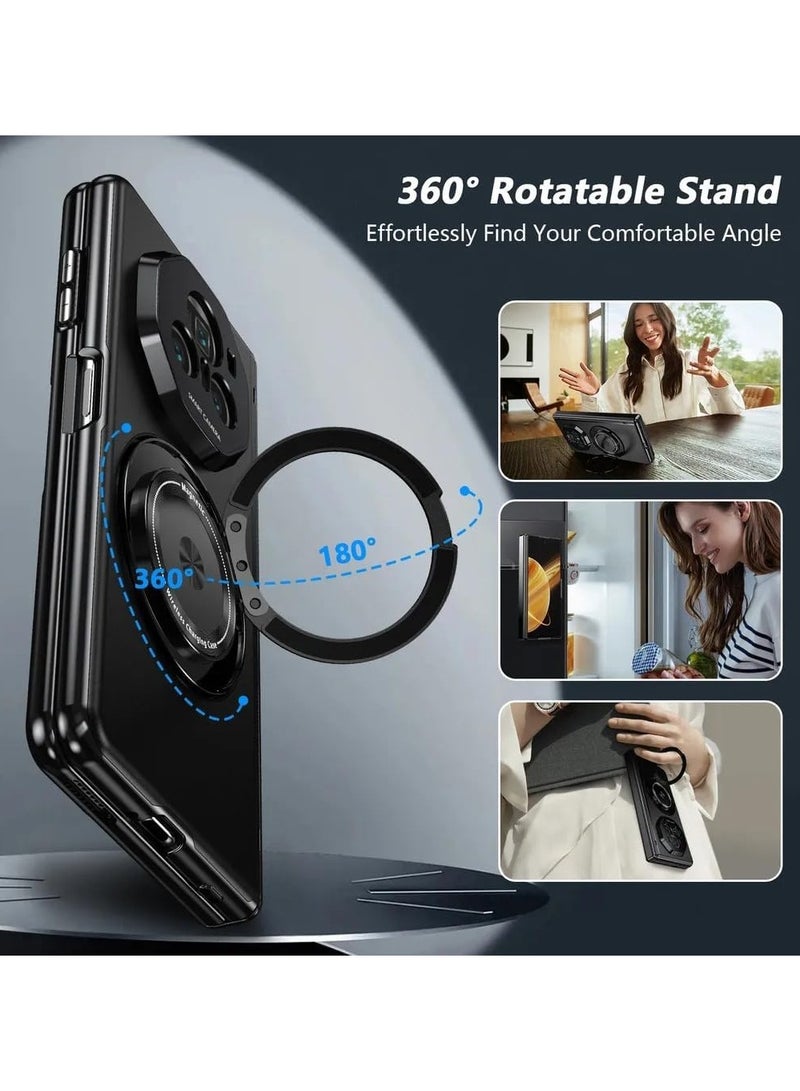 general Compatible Honor Magic V3 Case with Magnetic Hinge Protection, Built-in Screen Protector 360 Degree Rotatable Magnetic Ring Stand, Shock Resistant Thin Hard Computer Cover - Image 3