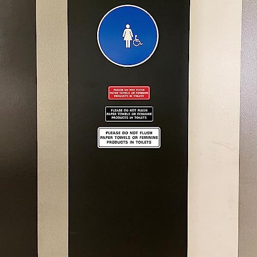 All Quality Standard Please Do Not Flush Paper Towels or Feminine Products in Toilets Door or Wall Sign | Silver - Small (1 Pack) - Image 2