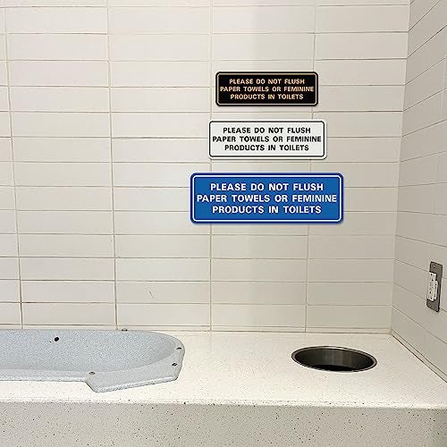 All Quality Standard Please Do Not Flush Paper Towels or Feminine Products in Toilets Door or Wall Sign | Silver - Small (1 Pack) - Image 3