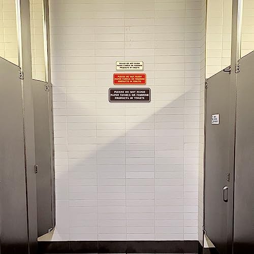 All Quality Standard Please Do Not Flush Paper Towels or Feminine Products in Toilets Door or Wall Sign | Silver - Small (1 Pack) - Image 4