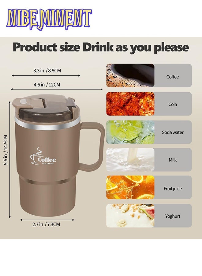 NIBEMINENT 19oz (approx. 550ml) stainless steel coffee mug with straw with spoon with tea divider, outdoor travel mug for cold and hot drinks, gifts for men and women  - Image 4
