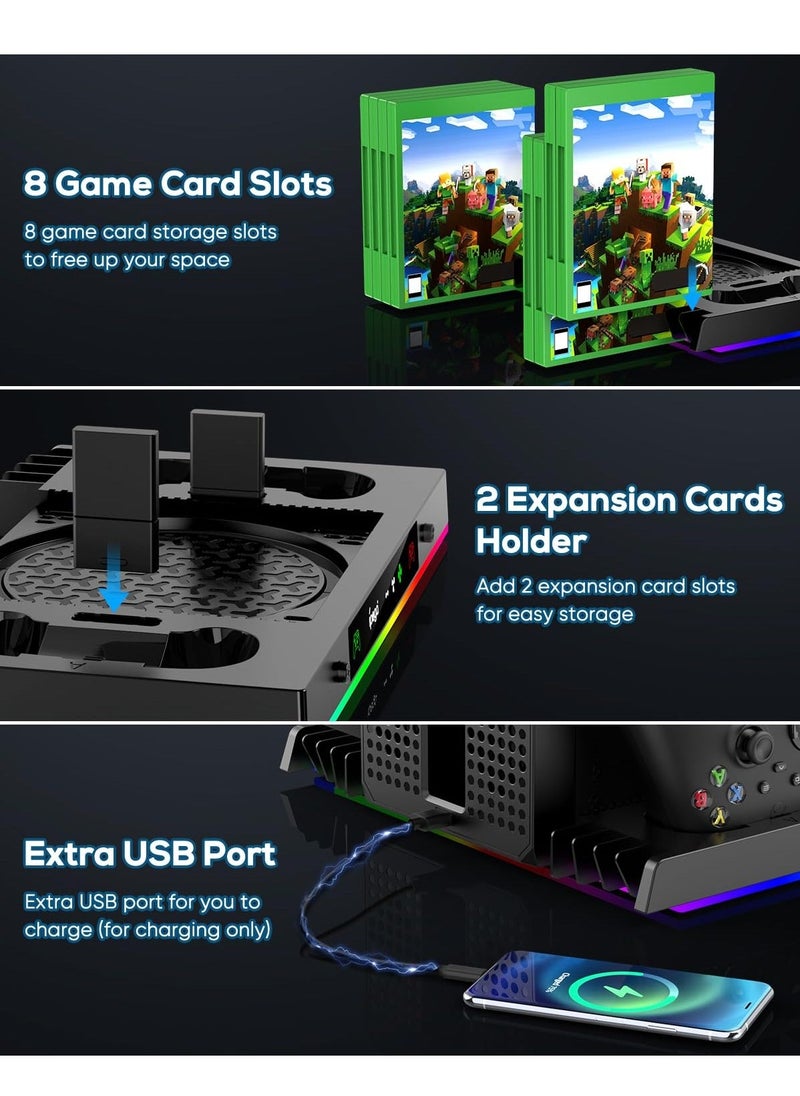 Ipega - PG-XBX023S Upgraded RGB Cooling Fan Charging Station for Xbox Series X Console and Controller, Wireless Dual Charger Dock & Cooler System Stand with 15 Colorful Light Modes for XSX Accessories Kit - Image 1