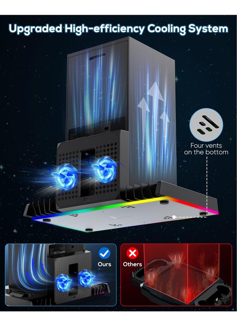 Ipega - PG-XBX023S Upgraded RGB Cooling Fan Charging Station for Xbox Series X Console and Controller, Wireless Dual Charger Dock & Cooler System Stand with 15 Colorful Light Modes for XSX Accessories Kit - Image 1