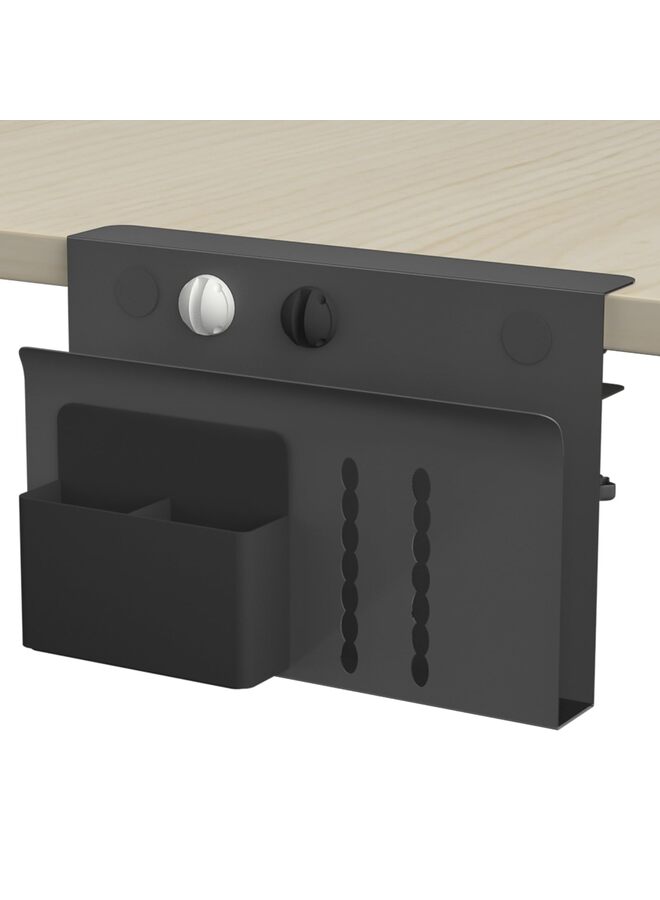 Generic Wall File Organizer, Clamp-On Desk Side Mount Metal Holder Under Desk Laptop With Magnetic Pen Holder No Drill Under Desk Cable Management Tray for Office Organizer Home School, Black  - Image 1