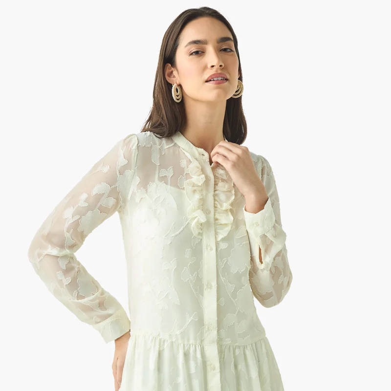 2Xtremz 2Xtremz Ruffle Detail Tiered Dress with Mandarin Collar