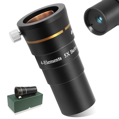 Astromania Telescope Barlow Lens 5X with 4-Elements Multi Coated Lens - 1.25 Inch Fully Metal Telescope Accessory for Astronomy & Astrophotography - Image 1