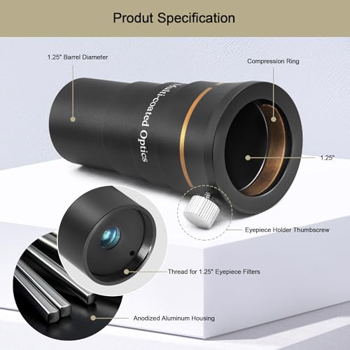 Astromania Telescope Barlow Lens 5X with 4-Elements Multi Coated Lens - 1.25 Inch Fully Metal Telescope Accessory for Astronomy & Astrophotography - Image 5