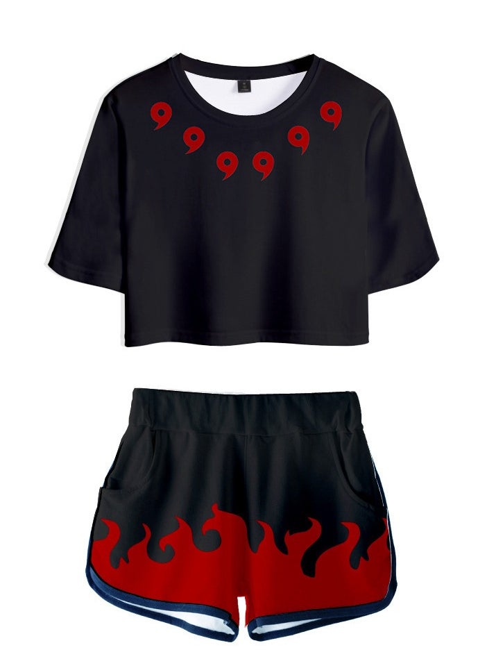 KUYING New Naruto Crop Top Short T Shorts Set  - Image 1