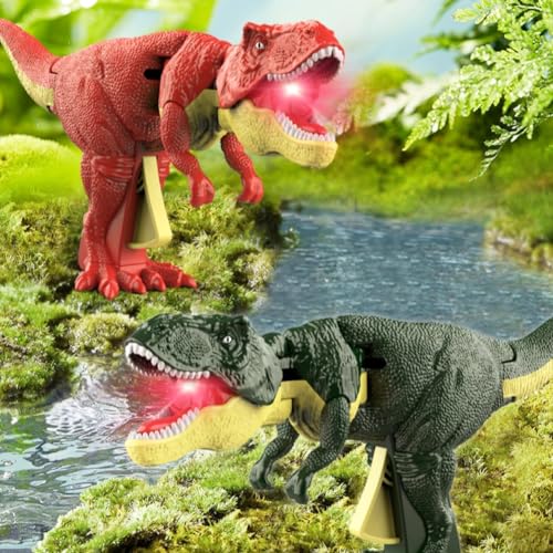 VGRASSP Roaring & Head Swinging Dinosaur Toy for Kids with LED Light in Mouth & Realistic Actions Like - Rotating & Swinging Head and Tail, Movable Joints - Multicolor - Image 2