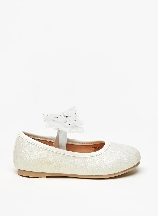 ديزني Girls's Embellished Ballerina Shoes with Bow Detail Strap