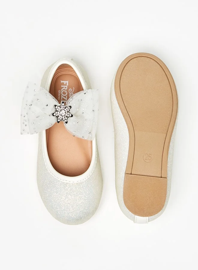 ديزني Girls's Embellished Ballerina Shoes with Bow Detail Strap