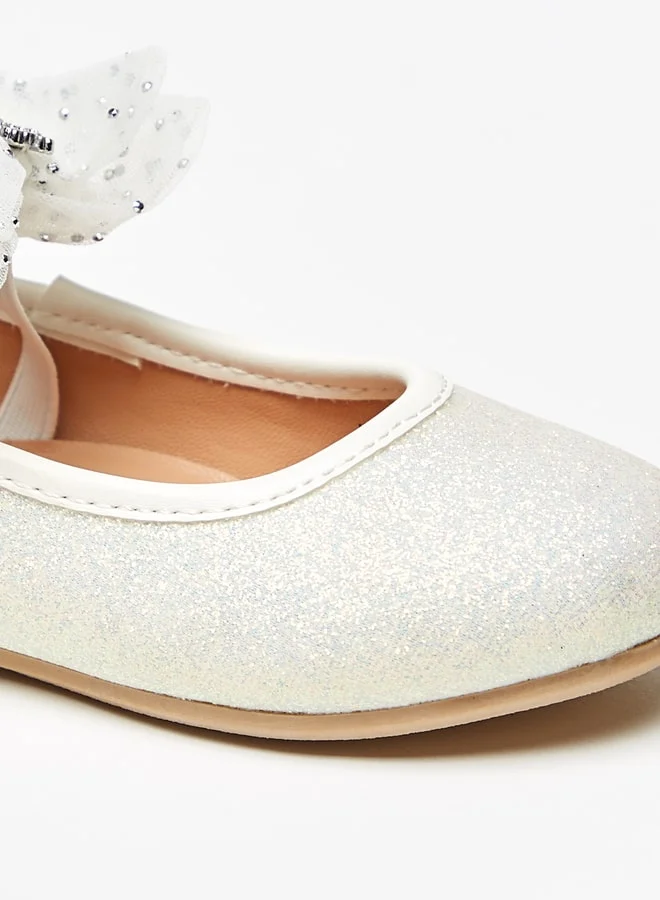 ديزني Girls's Embellished Ballerina Shoes with Bow Detail Strap
