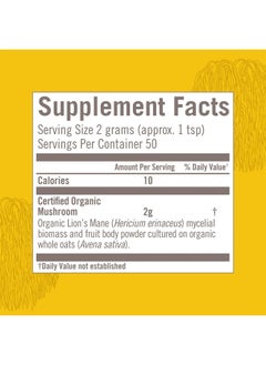 Om Mushroom Superfood Lion's Mane Organic Mushroom Powder, Improves Memory, Focus, Clarity, Nerve Health, and Mood Support, 3.5 oz, 50 Servings Powder Supplement Pouch  - Image 4
